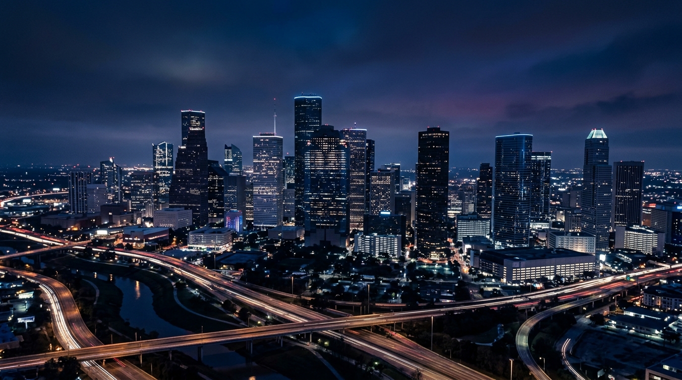 Houston skyline at night